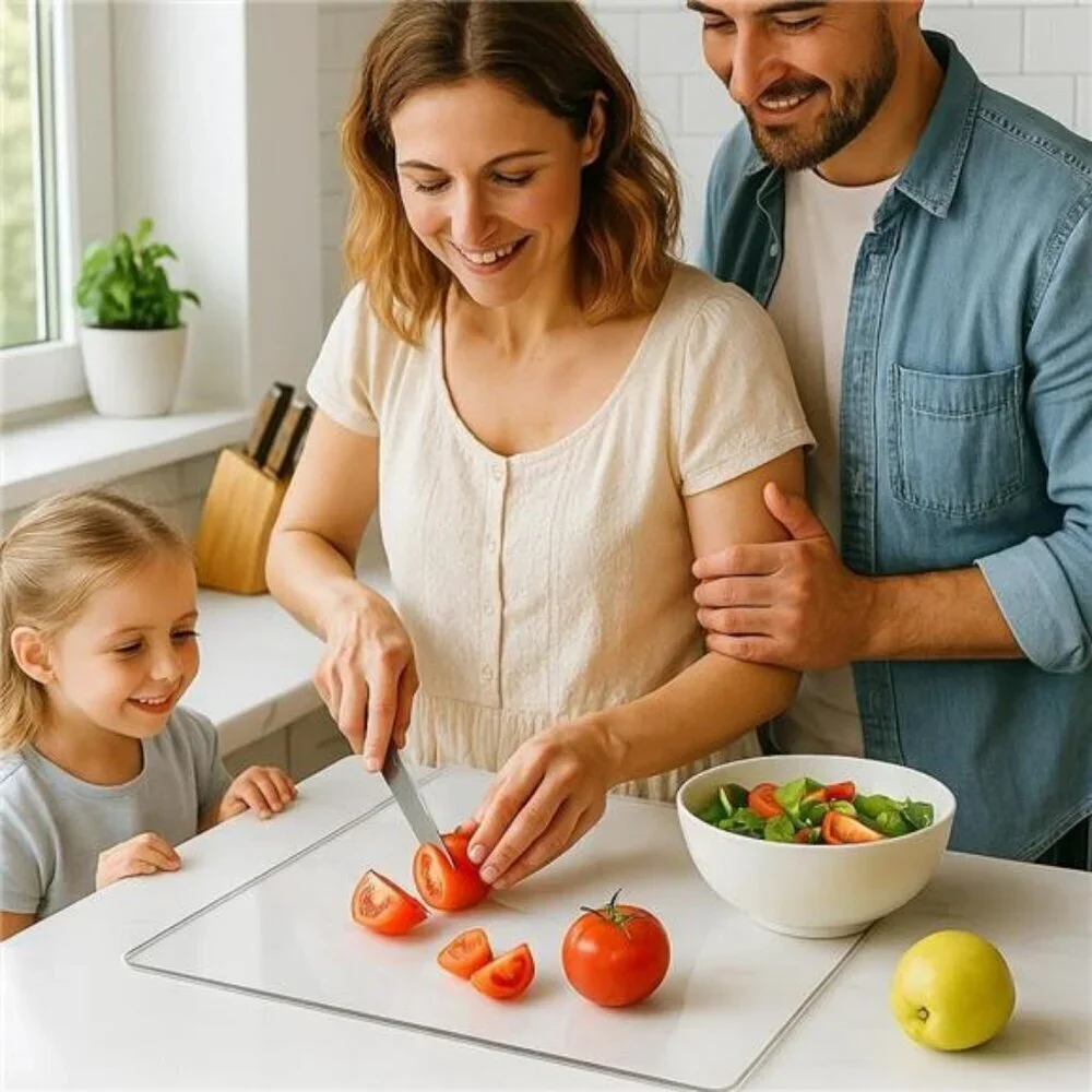 Acrylic Cutting Board with Counter Lip, Clear Cutting Boards for Countertop
